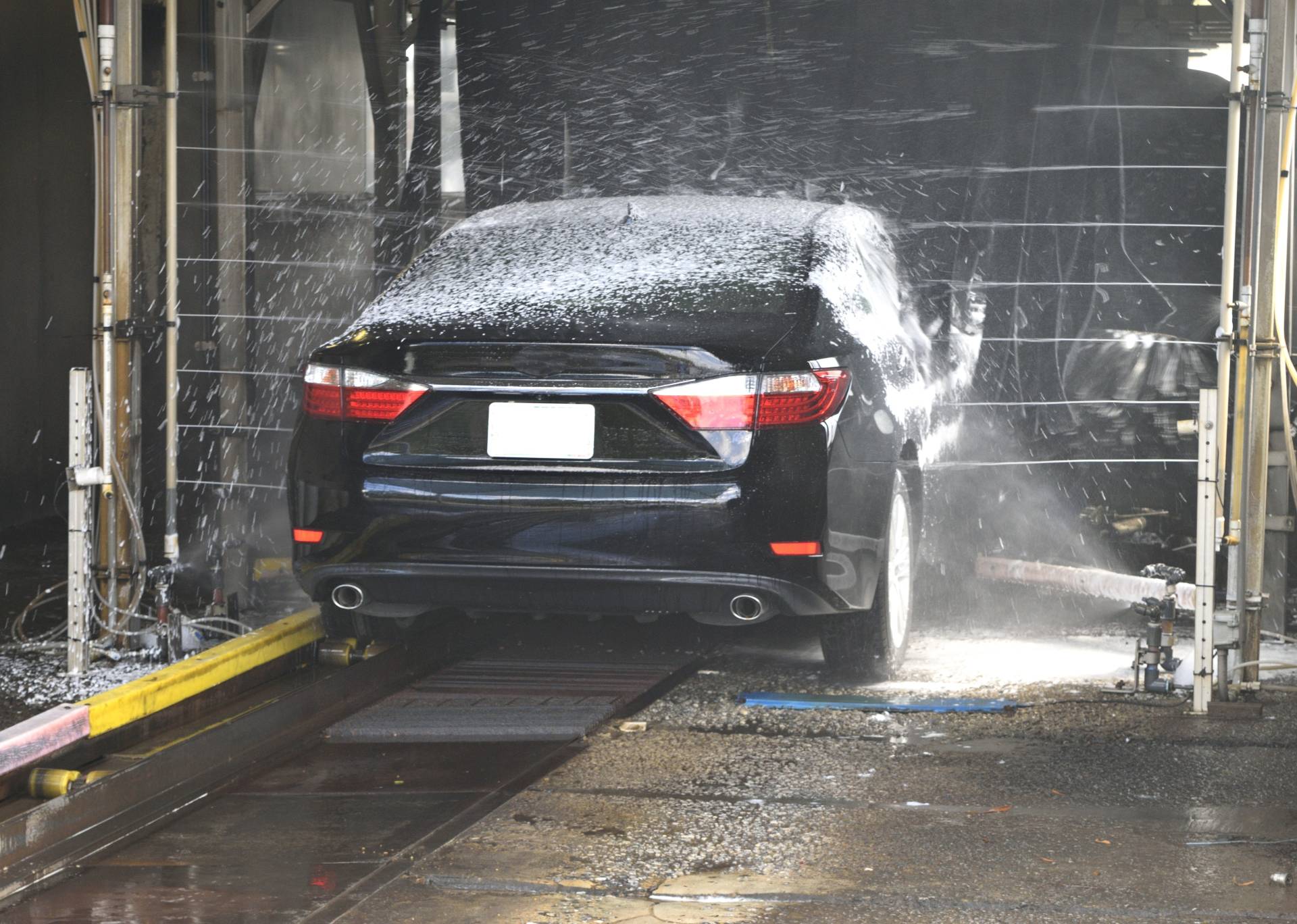 black car going through a Car Wash