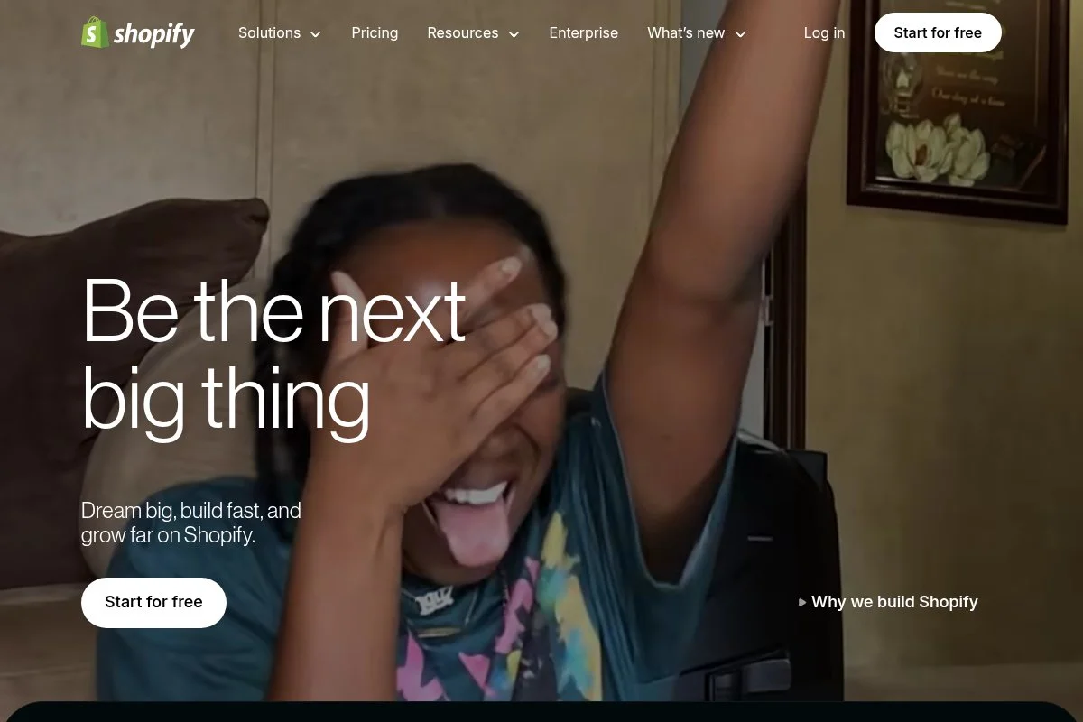 Screenshot of Shopify homepage