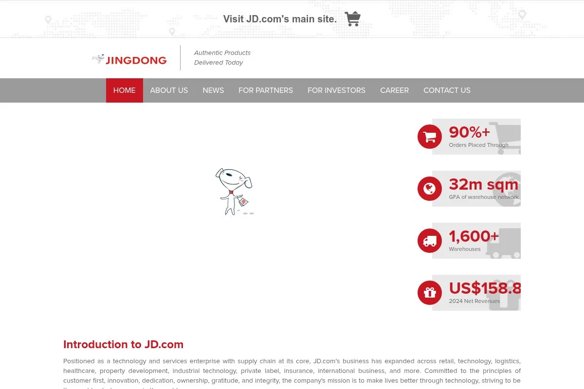 Screenshot of JD.com homepage