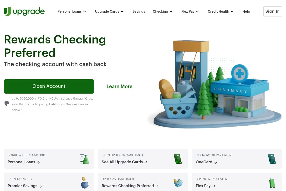 Screenshot of Upgrade homepage