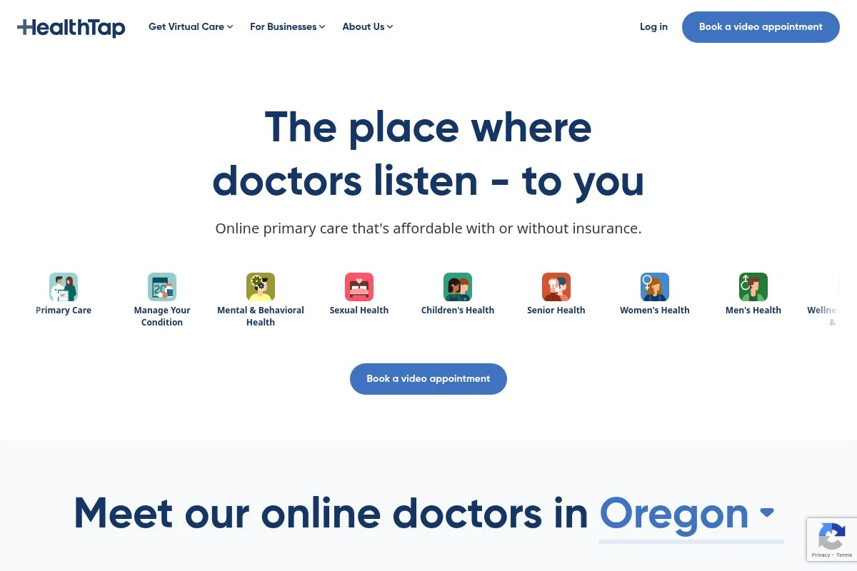 Screenshot of HealthTap homepage