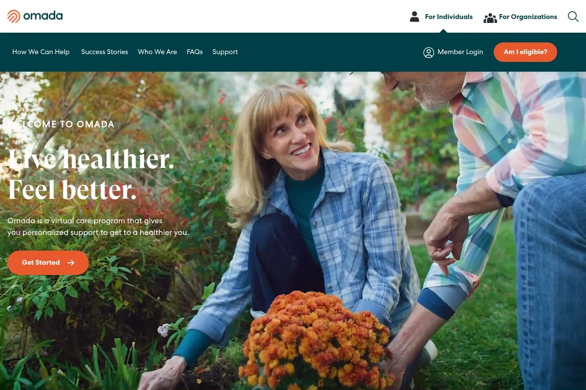 Screenshot of Omada Health homepage