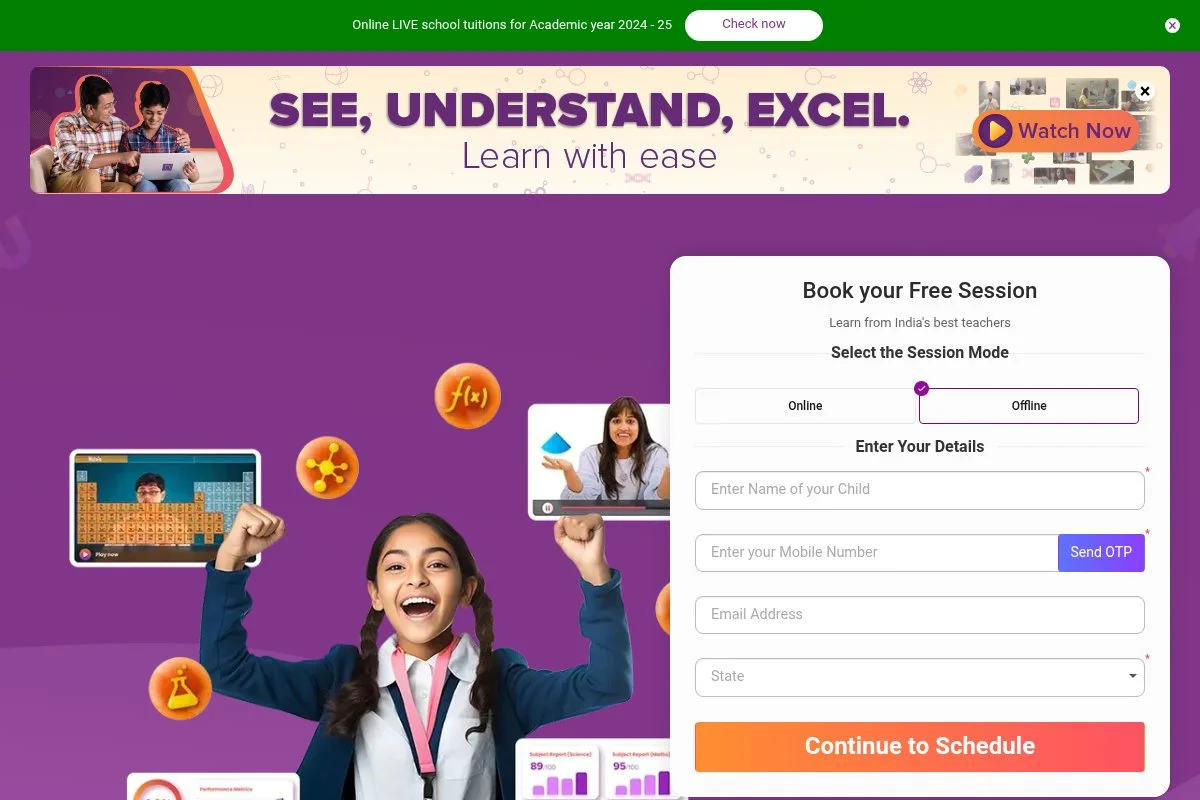 Screenshot of BYJU'S homepage