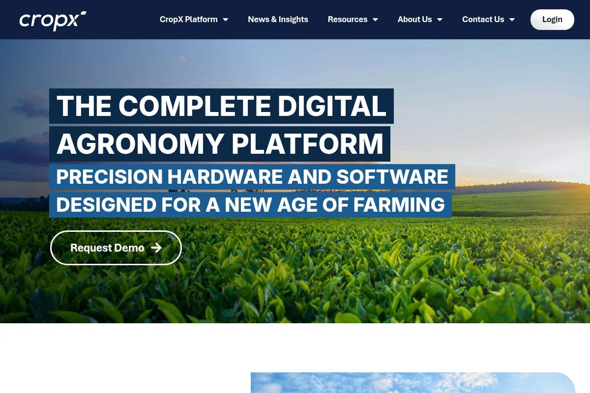 Screenshot of CropX homepage