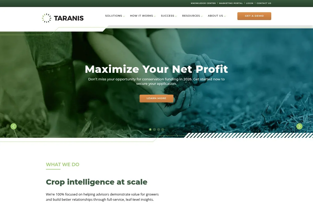 Screenshot of Taranis homepage