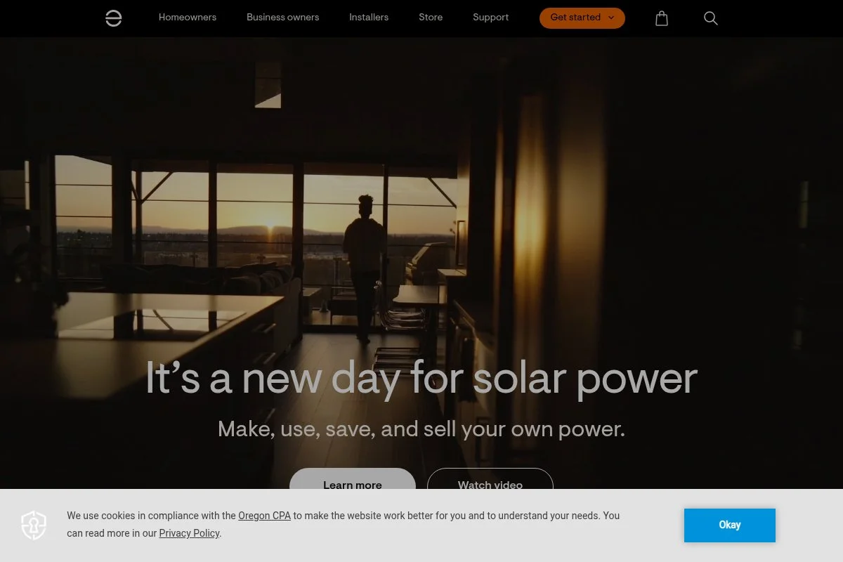 Screenshot of Enphase Energy homepage