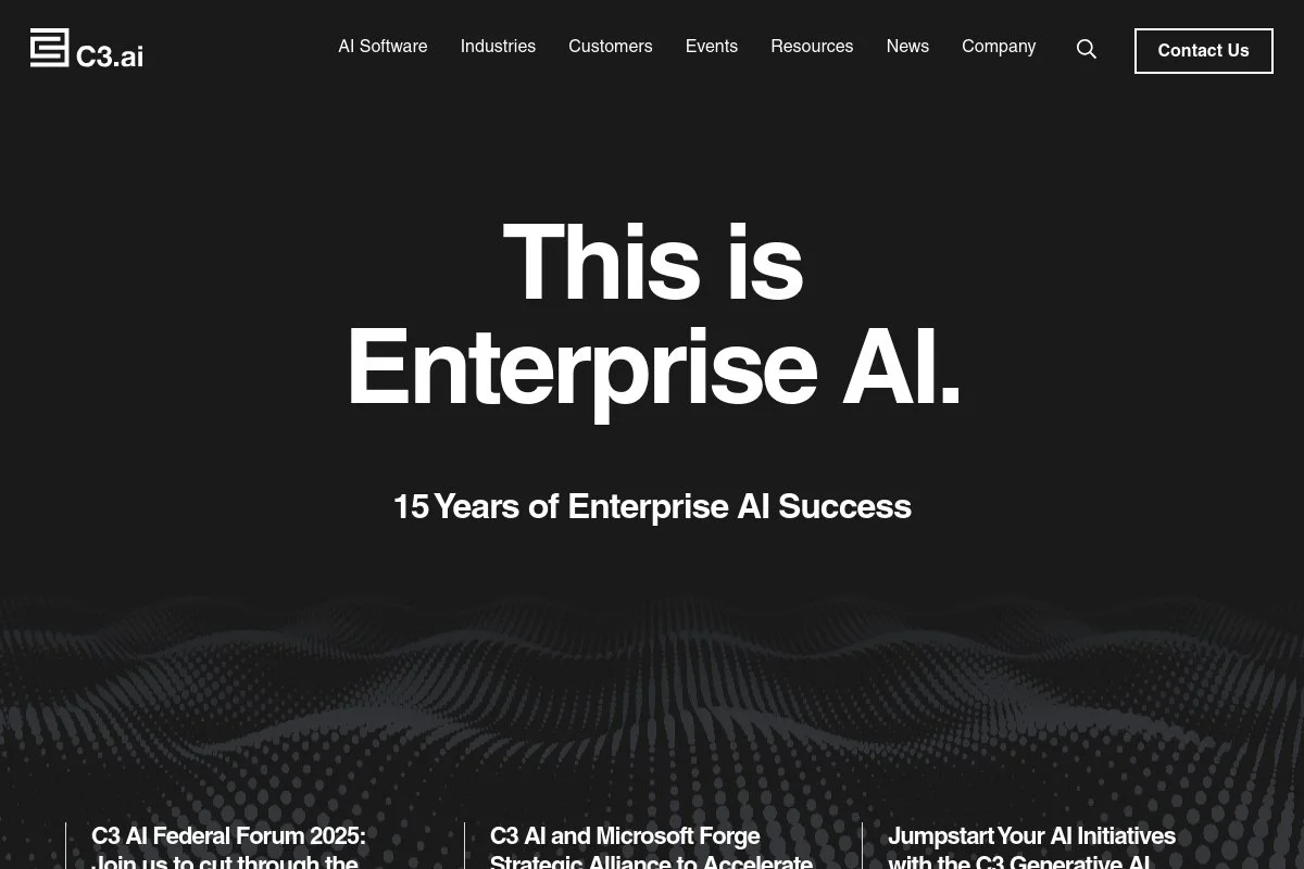 Screenshot of C3.ai homepage