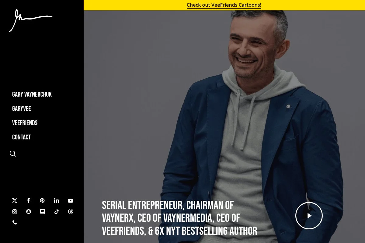 Screenshot of Gary Vaynerchuk homepage