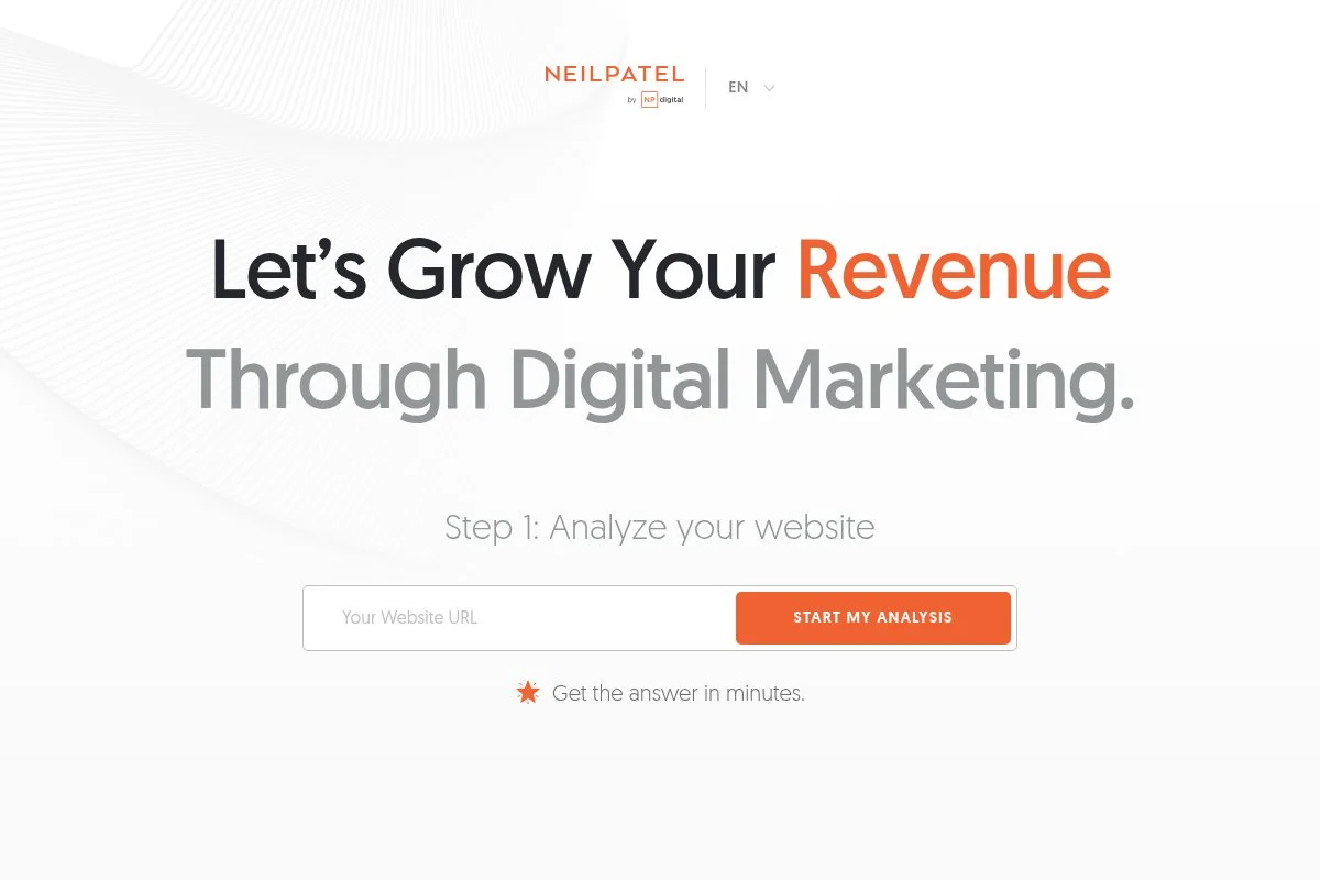 Screenshot of Neil Patel homepage
