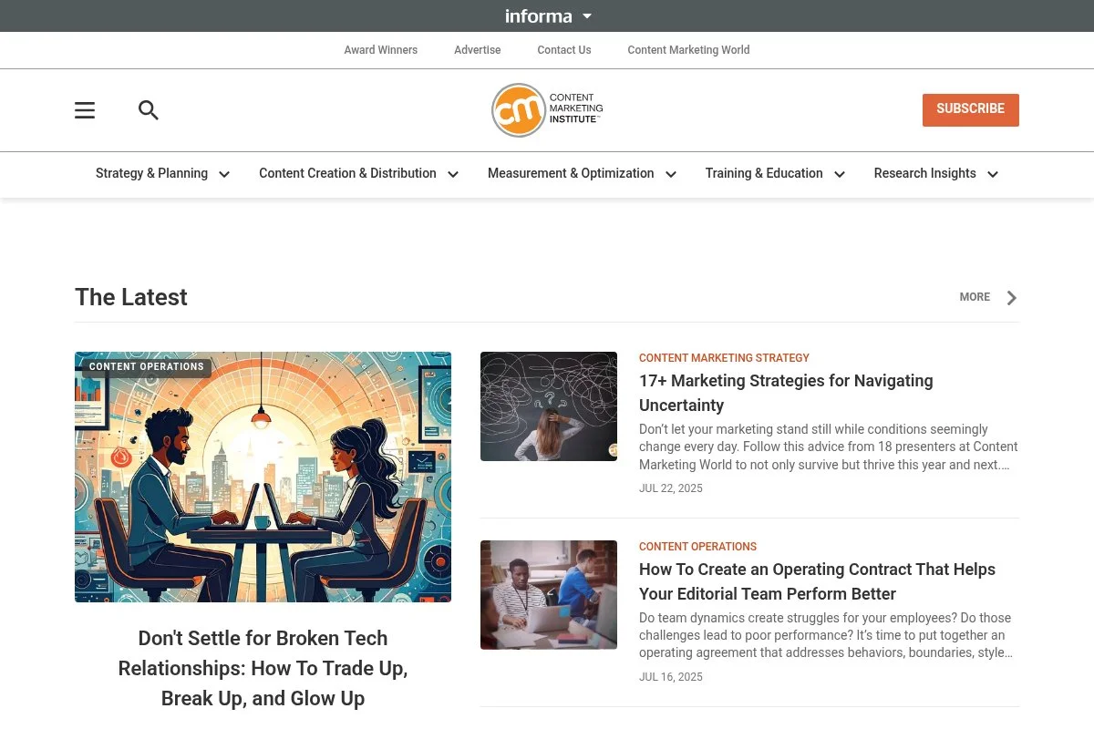 Screenshot of Joe Pulizzi homepage