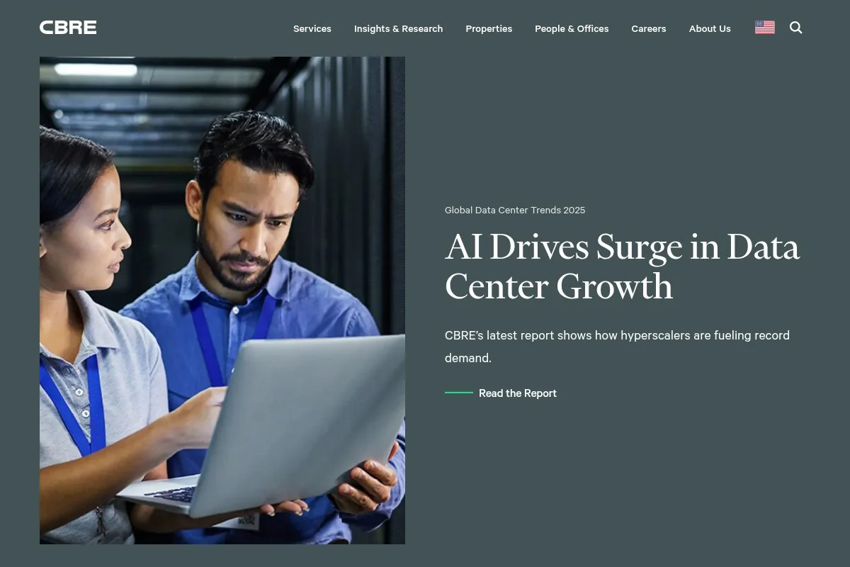Screenshot of CBRE Group homepage