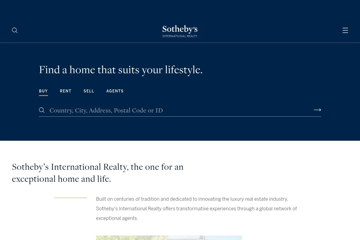 Screenshot of Sotheby's International Realty homepage