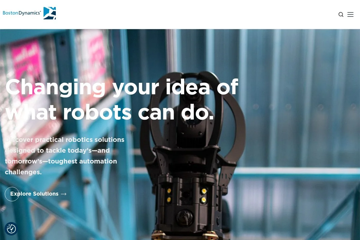 Screenshot of Boston Dynamics homepage
