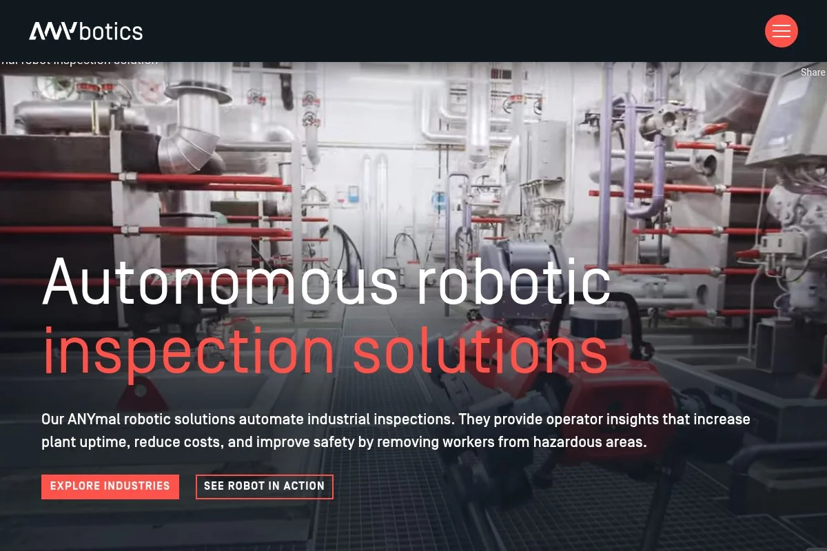 Screenshot of ANYbotics homepage
