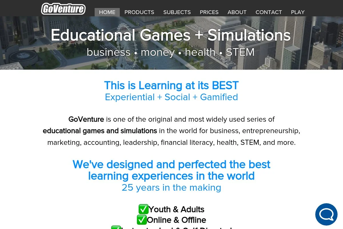 Screenshot of GoVenture homepage
