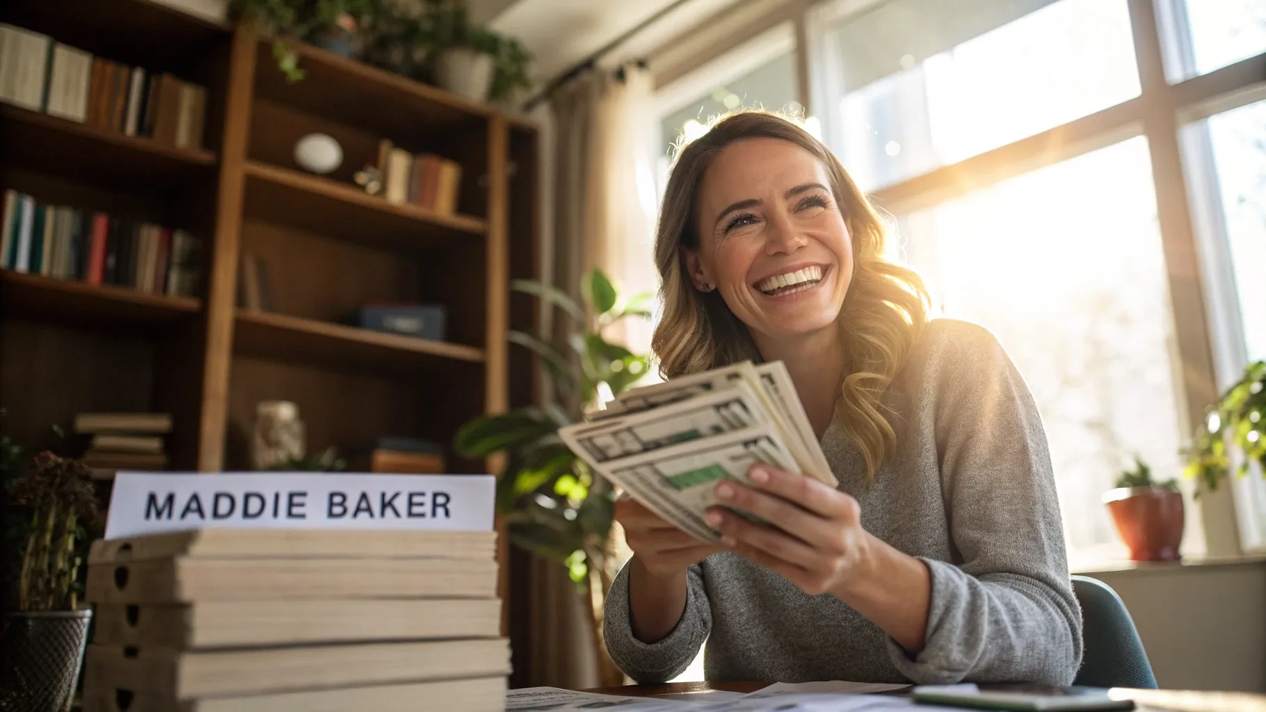 woman breaks paycheck