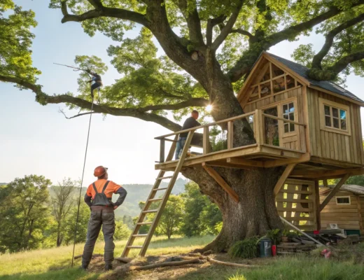 team builds treehouse thirteen weeks