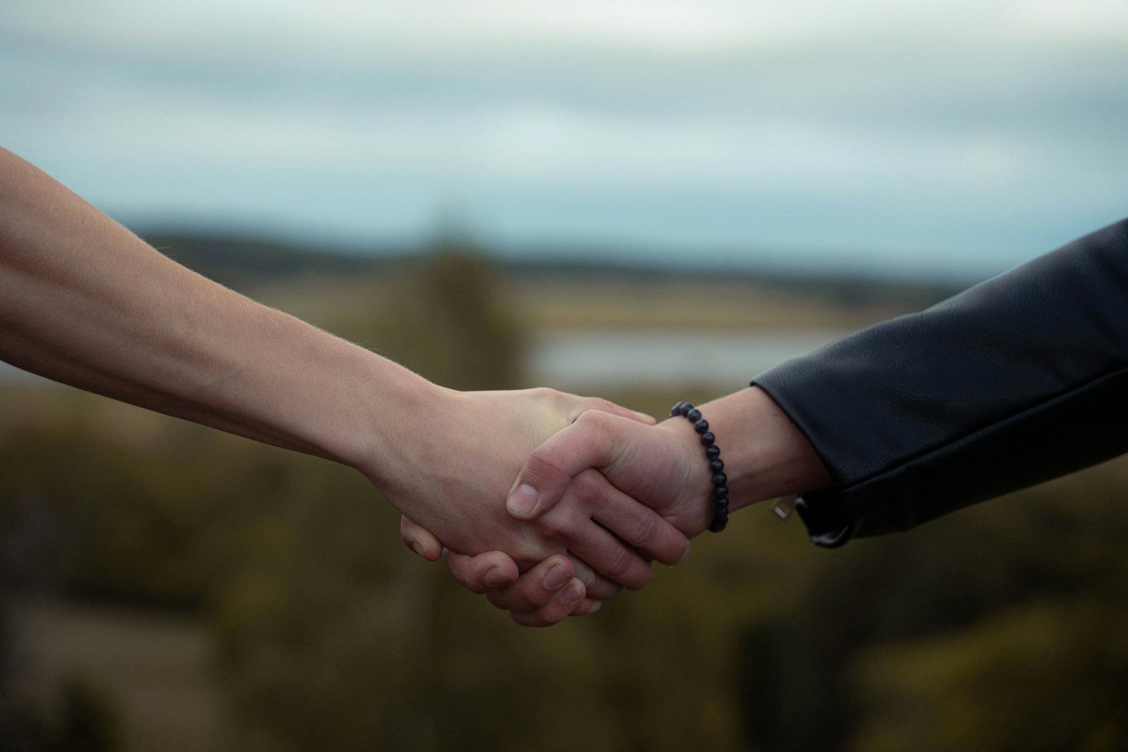 Two people shake hands in a symbolic gesture.; Co-Founder Relationship