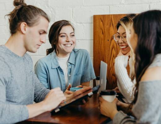 A group of friends at a coffee shop; Communication Style