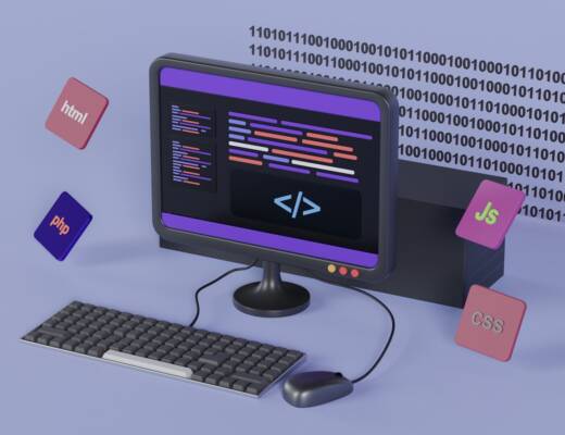 a computer with a keyboard and mouse; Low-Code Development