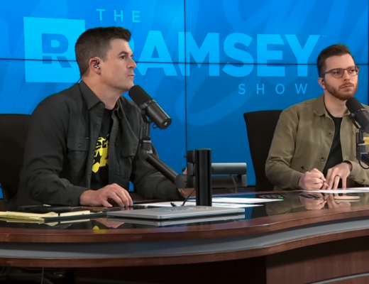 Image of The Ramsey Show Highlights Youtube channel host speaking with talk show guest; Fix Your Marriage Money