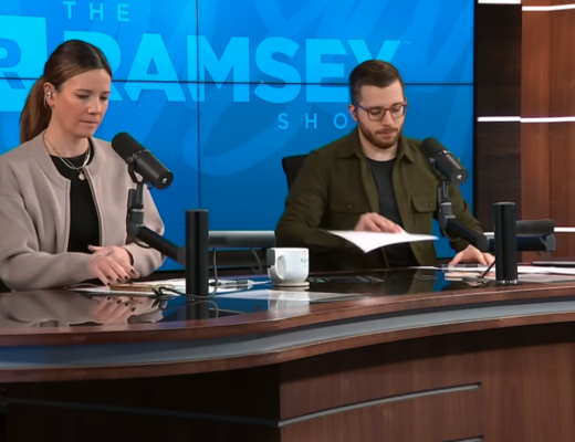 Image of The Ramsey Show Highlights Youtube channel host speaking with talk show guest; build day job right