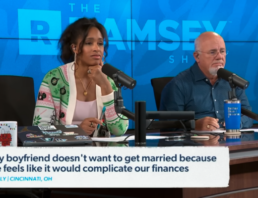 Image of The Ramsey Show Highlights Youtube channel host speaking with talk show guest; choose commitment