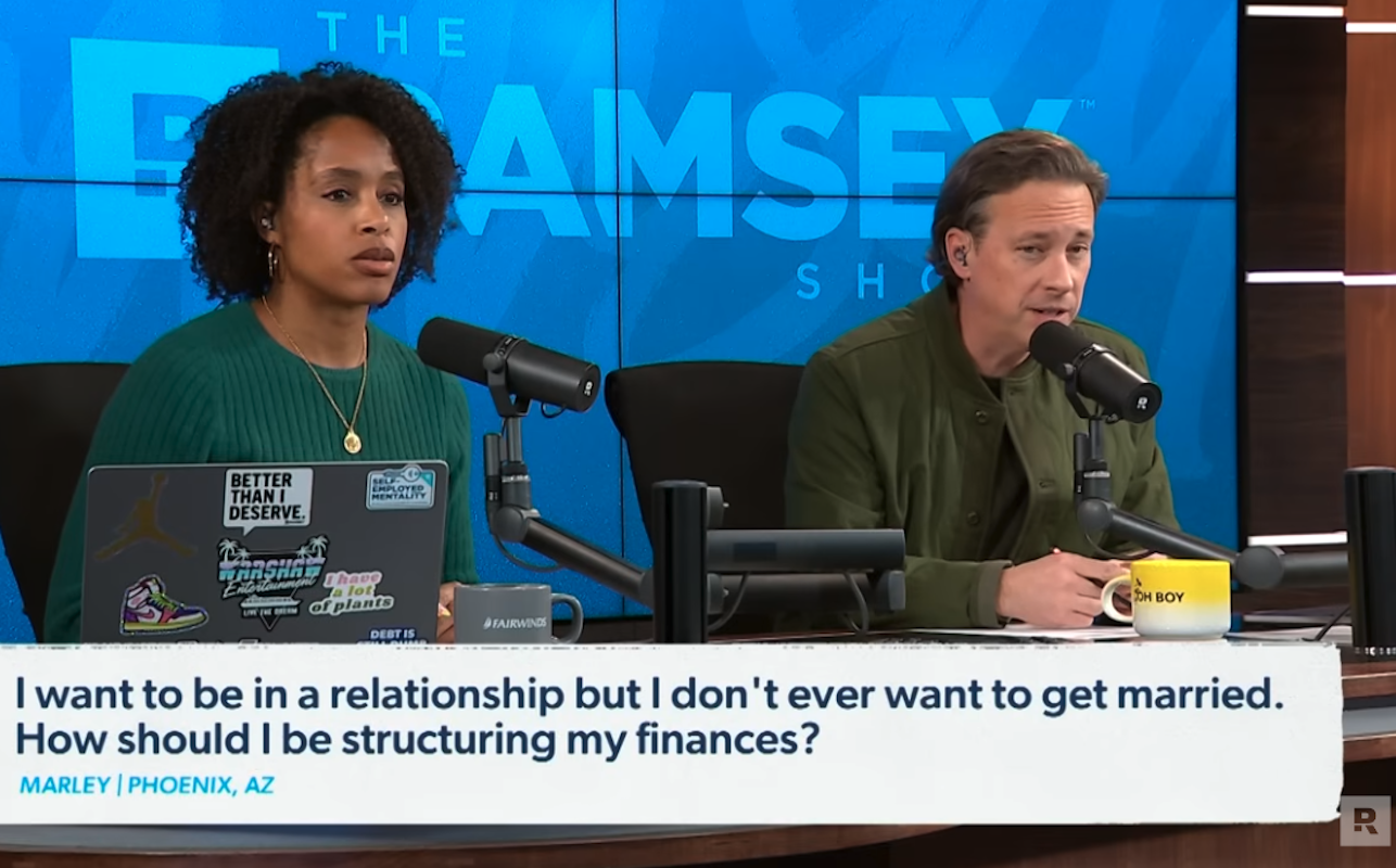 Image of The Ramsey Show Highlights Youtube channel talk show guests; commitment marriage money boundaries