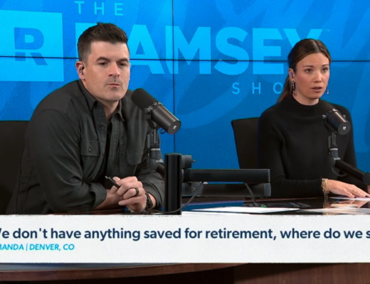 Image of The Ramsey Show Highlights Youtube channel host speaking with talk show guest; fund your future