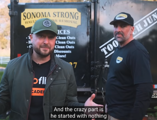 Image of UpFlip Youtube channel host introducing his featured guest; junk removal entrepreneur