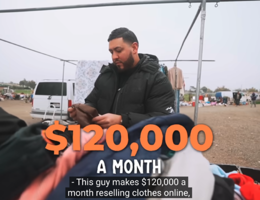 Image of UpFlip Youtube channel episode snapshot introducing featured guest business owner; reseller ebay operation