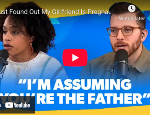 YouTube thumbnail image of The Ramsey Show Highlights talkshow host speaking with guest; stop chasing degrees