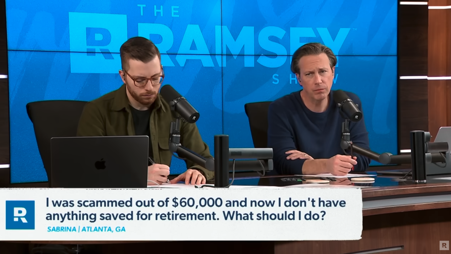 Image of The Ramsey Show Highlights Youtube channel hosts speaking; chasing justice fixing finances