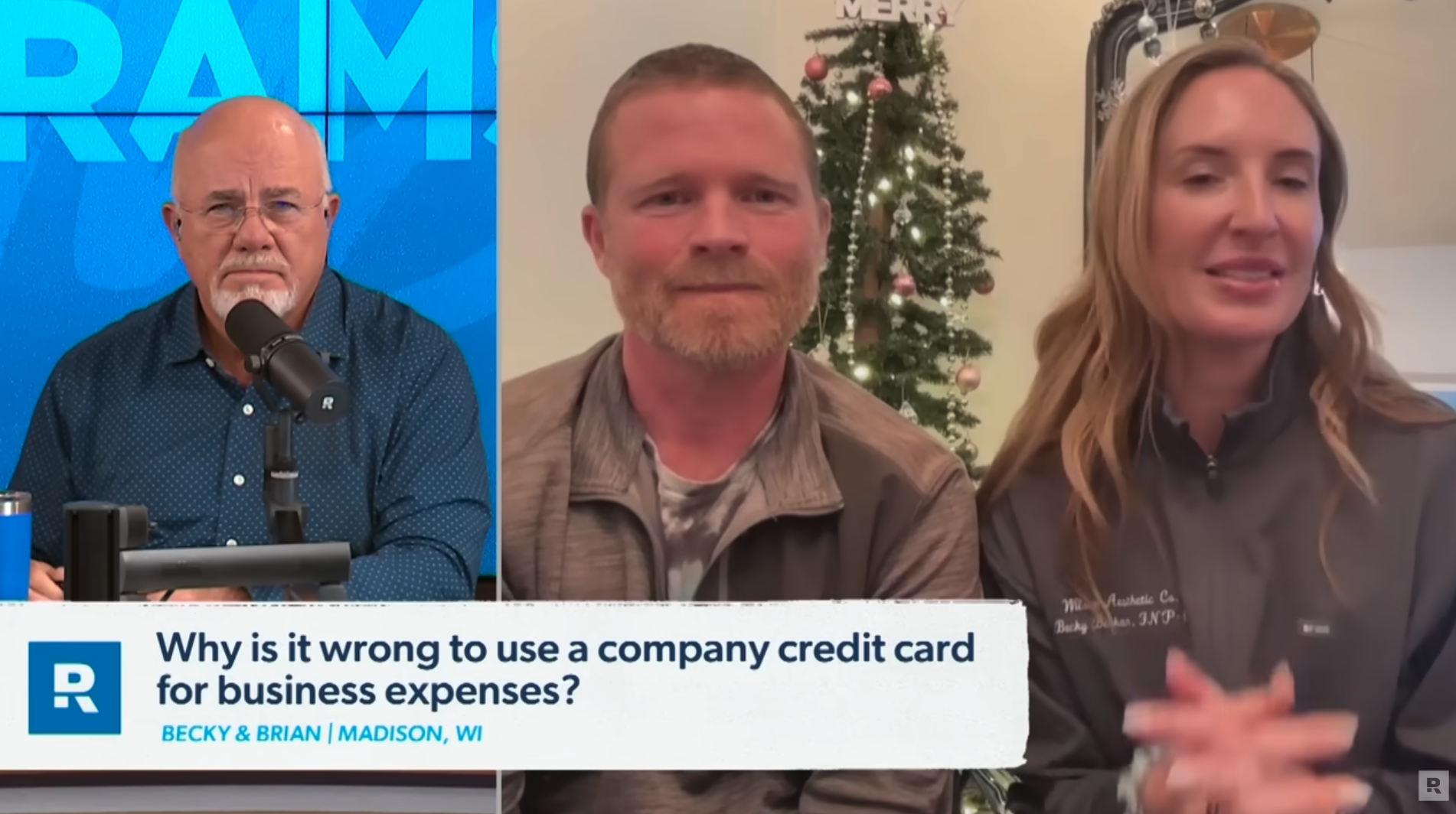 Image of The Ramsey Show Highlights Youtube channel host speaking to guests; credit card points