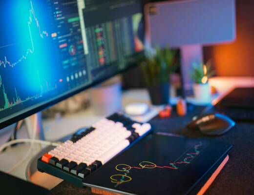 Stock market data displayed on a computer screen; investment teams data