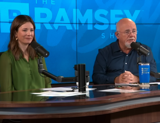 Image of The Ramsey Show Highlights Youtube channel hosts speaking; money panic plan