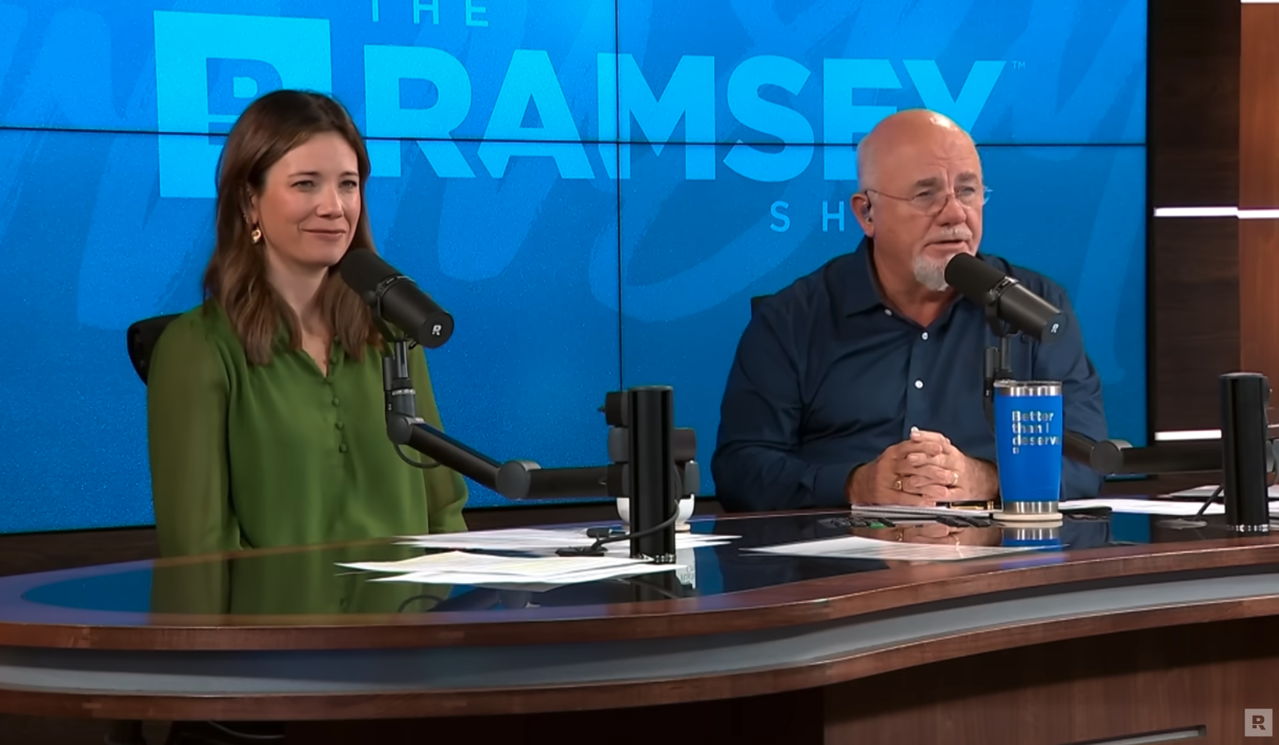 Image of The Ramsey Show Highlights Youtube channel hosts speaking; money panic plan