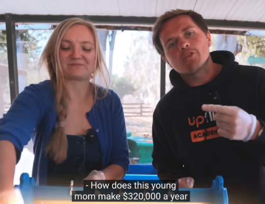 Image of UpFlip Youtube channel host introducing his featured guest; six-figure soap brand