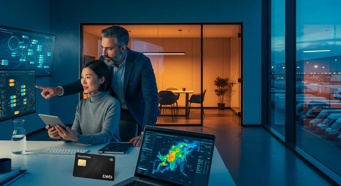 Image of fleet management leaders working on cost-saving strategy; Fleet Expense Management